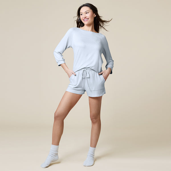 Dream 3/4 Sleeve Boat Neck Top and Short Set