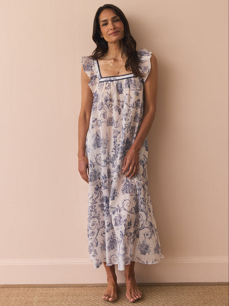 Their Nibs x French Bedroom Navy Blue Toile Cotton Maxi Nightdress