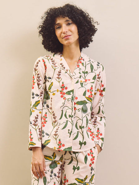 Pink Pretty Pears Cotton Traditional Pyjamas