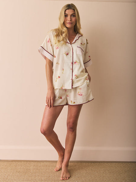 Their Nibs x French Bedroom Ivory Nostalgic Rose Cotton Voile Oversized Short Pyjama set