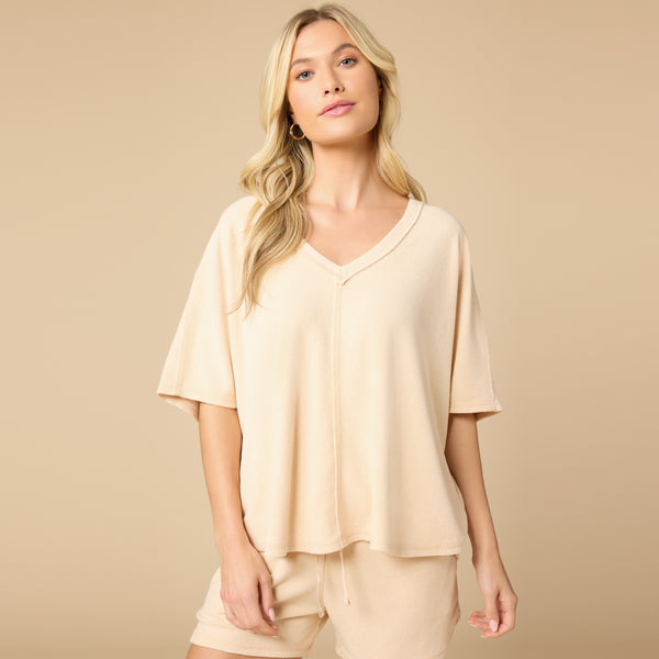 Terry Relaxed V-neck with Short Set