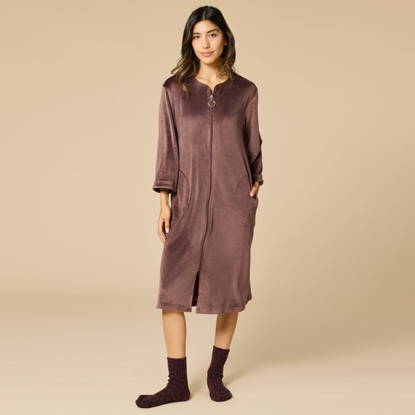 42" 3/4 Sleeve Serenity Shear Mink Zip Robe