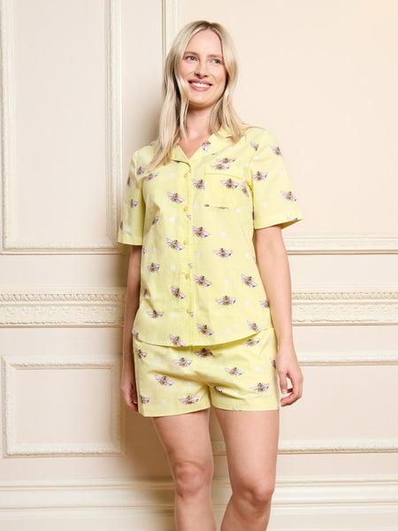 Womens Cotton Shortie Pyjamas Honey Bees