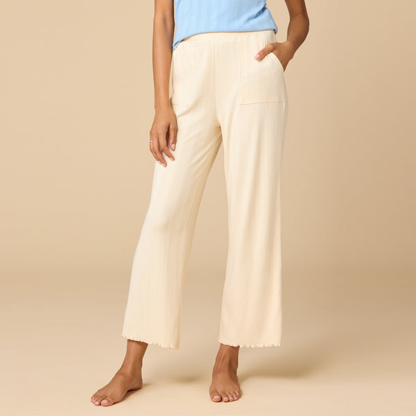Pointelle Cropped Pant with Lettuce Edge